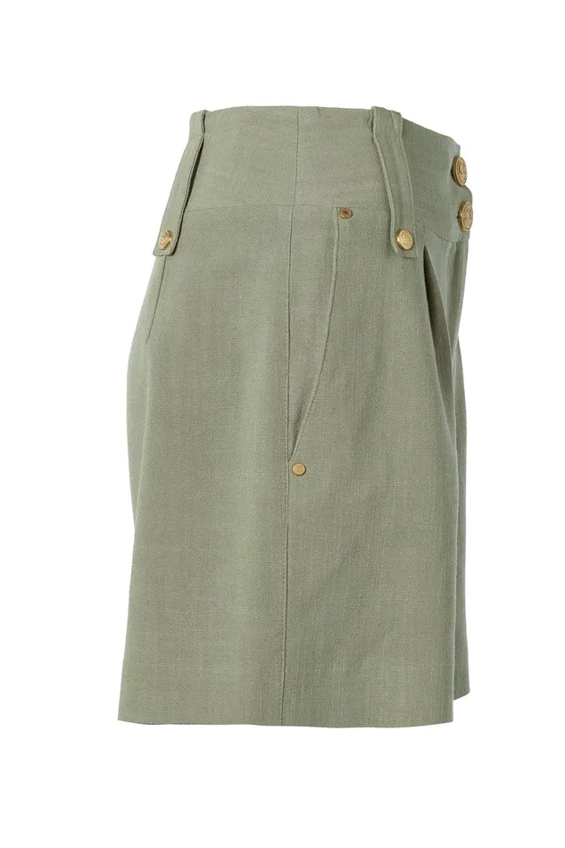 Holland Cooper Tailored Short Sage Linen Women Shorts