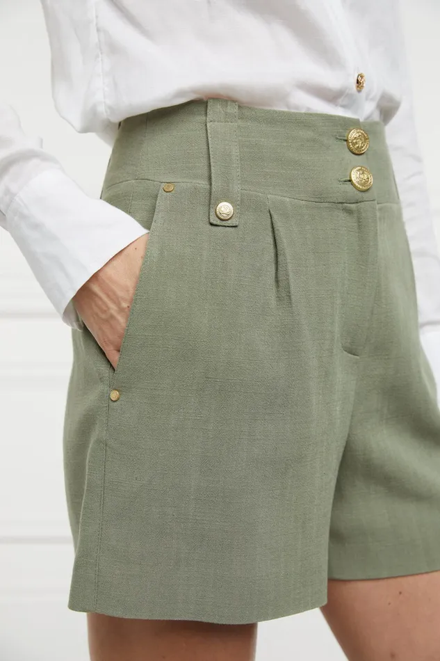 Holland Cooper Tailored Short Sage Linen Women Shorts