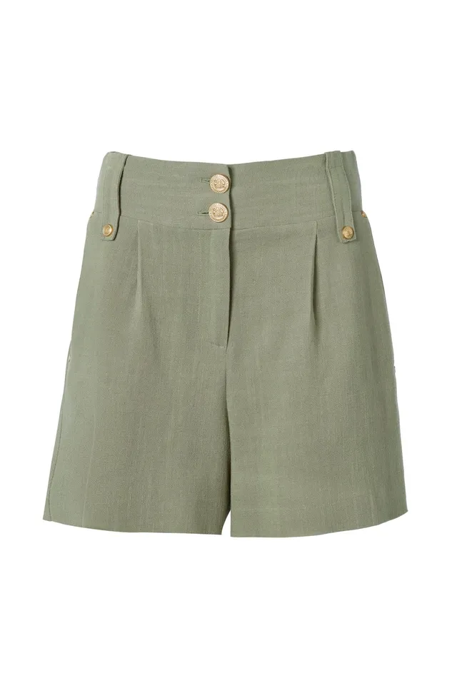 Holland Cooper Tailored Short Sage Linen Women Shorts