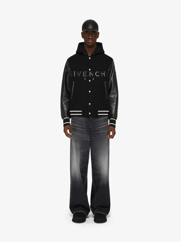 Hooded Varsity Jacket In Wool And Leather Black Men Givenchy Coats and Jackets Hooded Varsity Jacket In Wool And Leather Black Men Givenchy Coats and Jackets