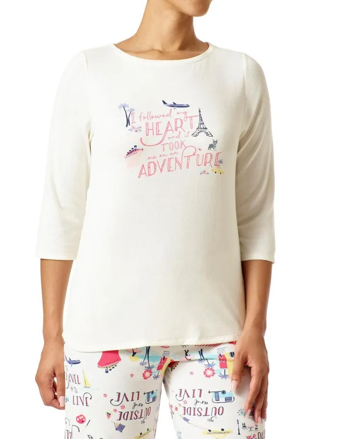 Hue Adventure 34 Sleeve PJ Tee Sugar Swizzle Women Plus Size