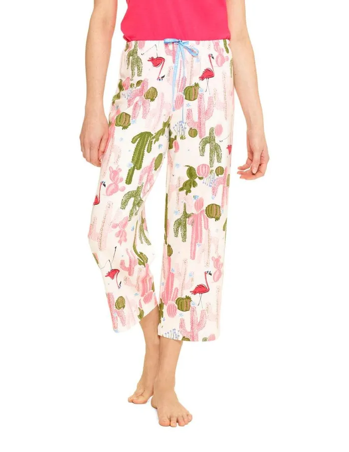 Hue Cactus Party Capri PJ Pant Egret Women Bottoms