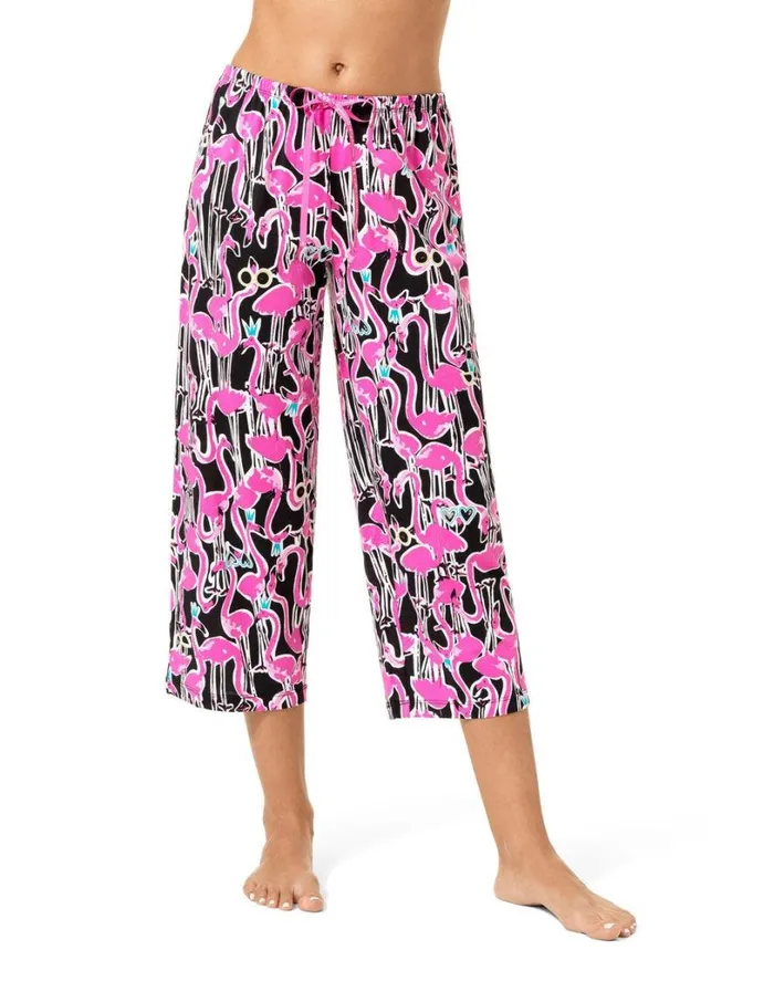 Hue Flamingo Festival PJ Capri Black Women Plus Size