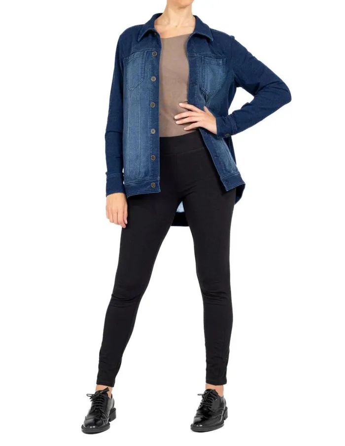 Hue French Terry Shacket Dark Rinse Wash Women Jackets and Cardigans