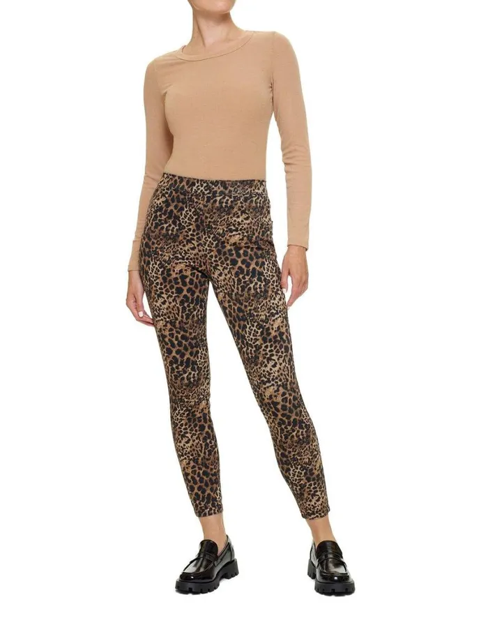 Hue HiRise Leopard Denim Legging Brown Women Denim