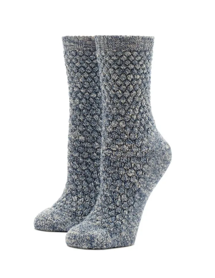 Hue Quilted Crew Boot Sock Dark Wave Marl Women Boot Socks