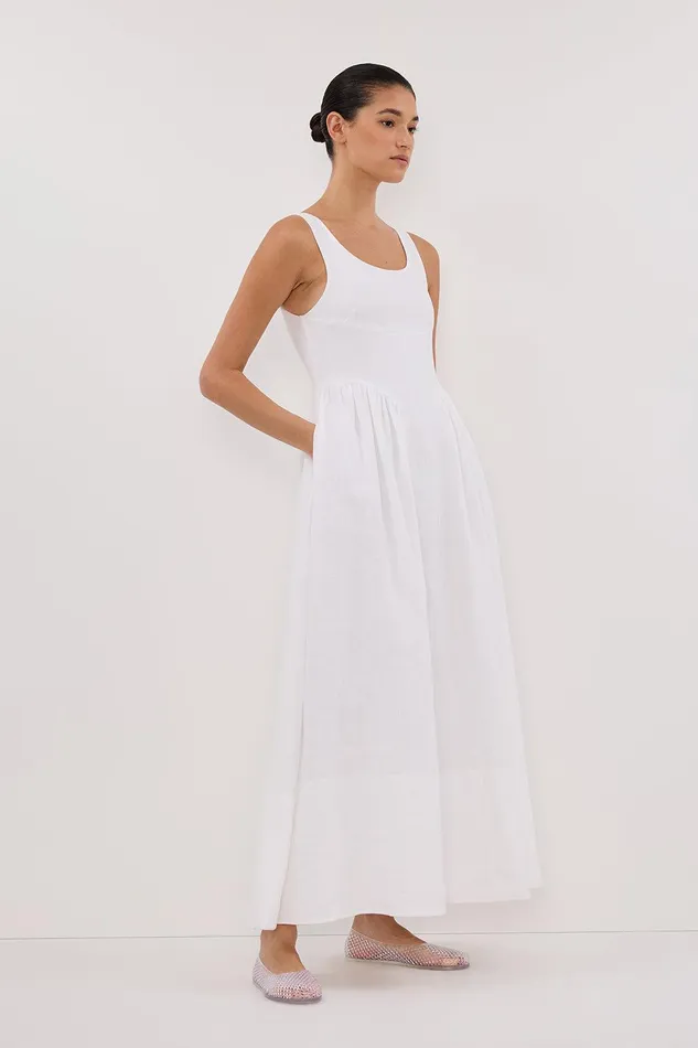 IBIZA WHITE LINEN DRESS Women DISSH Linen Dresses