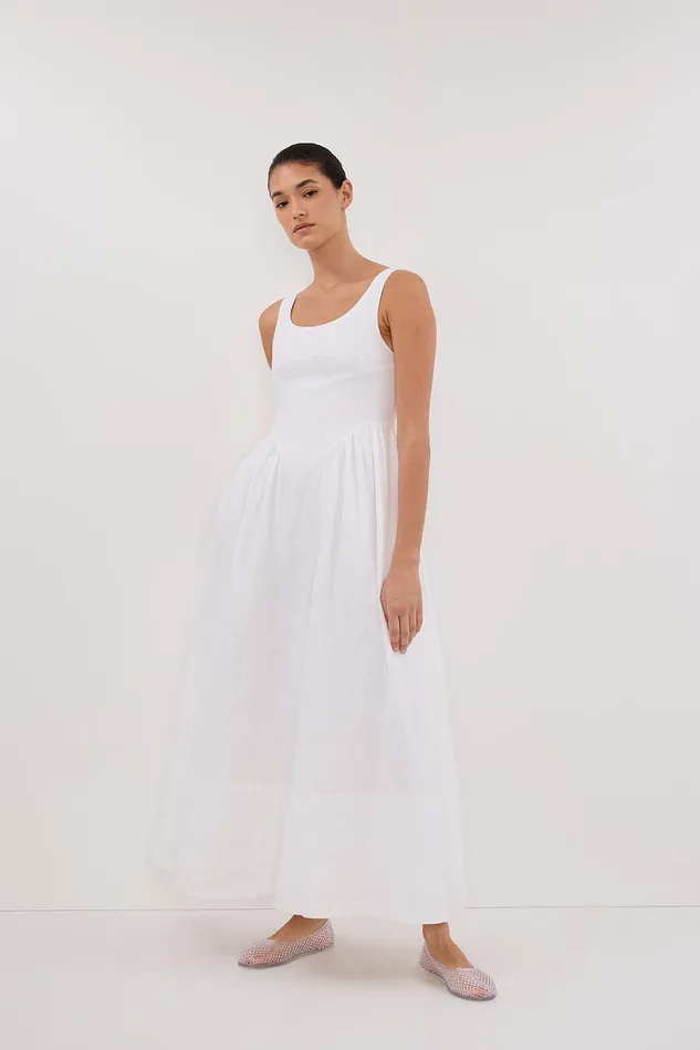 IBIZA WHITE LINEN DRESS Women DISSH Linen Dresses