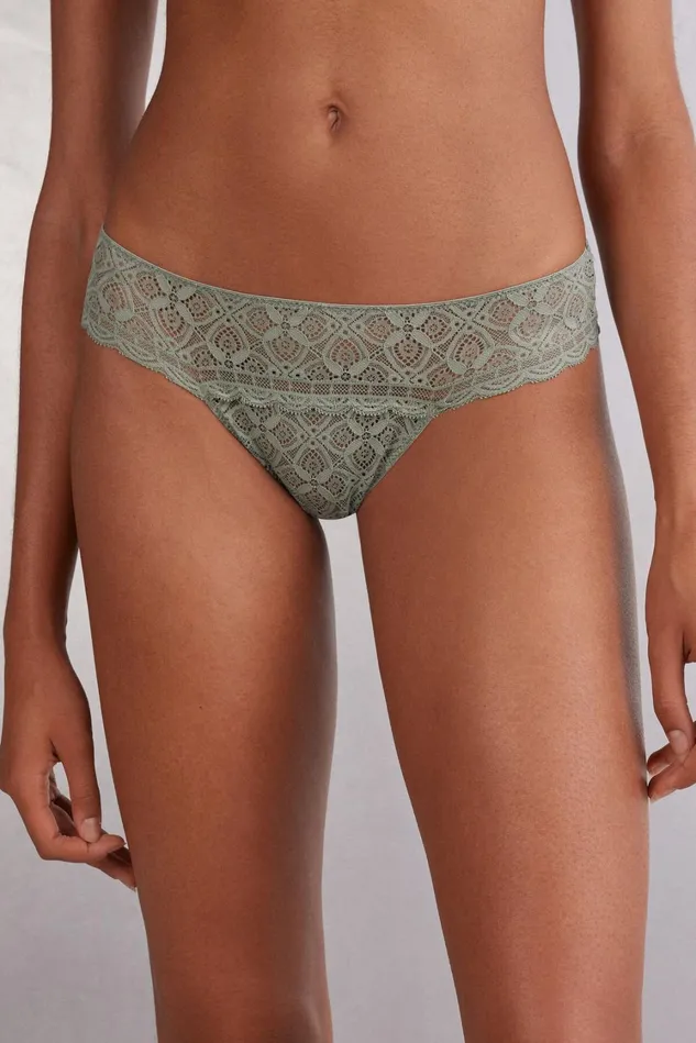 Intimissimi Brazilian Cut Women Lace Brazilian Green 657j 8211 Fade Green
