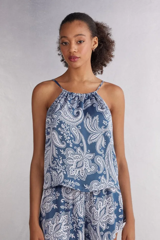 Intimissimi Camisoles Tank Tops Women Flower Paisley Viscose Satin Top Blue 661j 8211 Stampa Flower Paisley Intimissimi Camisoles Tank Tops Women Flower Paisley Viscose Satin Top Blue 661j 8211 Stampa Flower Paisley