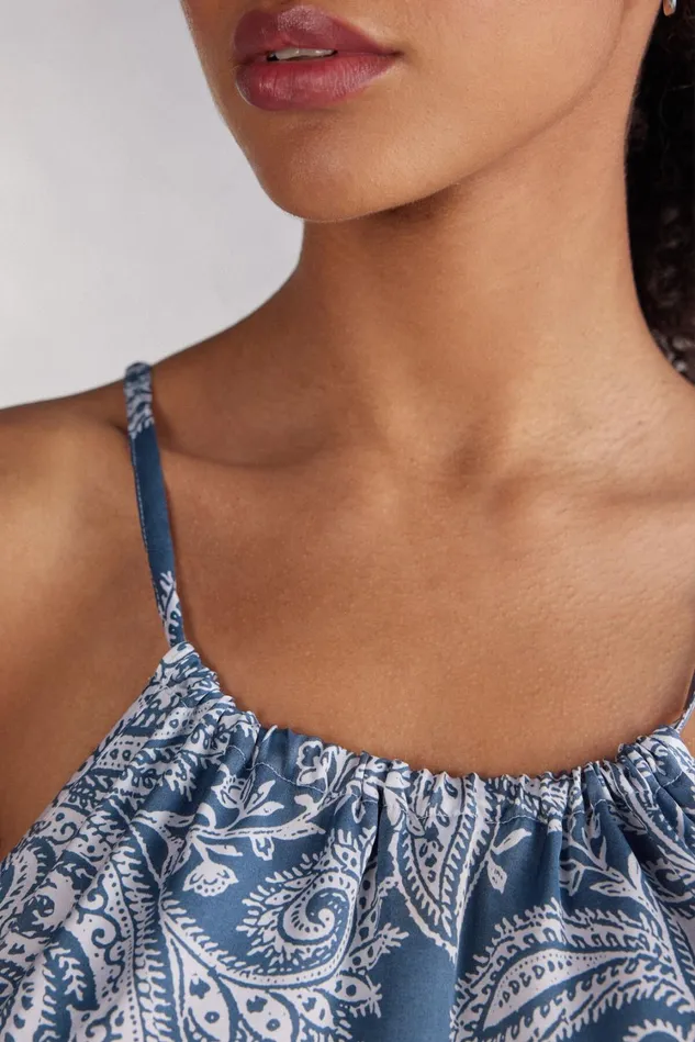 Intimissimi Camisoles Tank Tops Women Flower Paisley Viscose Satin Top Blue 661j 8211 Stampa Flower Paisley