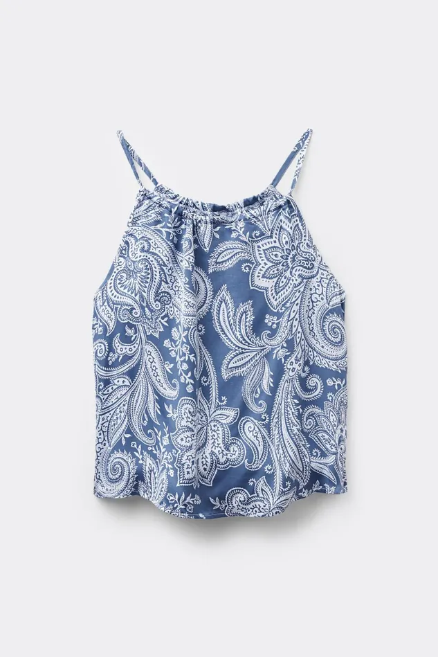 Intimissimi Camisoles Tank Tops Women Flower Paisley Viscose Satin Top Blue 661j 8211 Stampa Flower Paisley