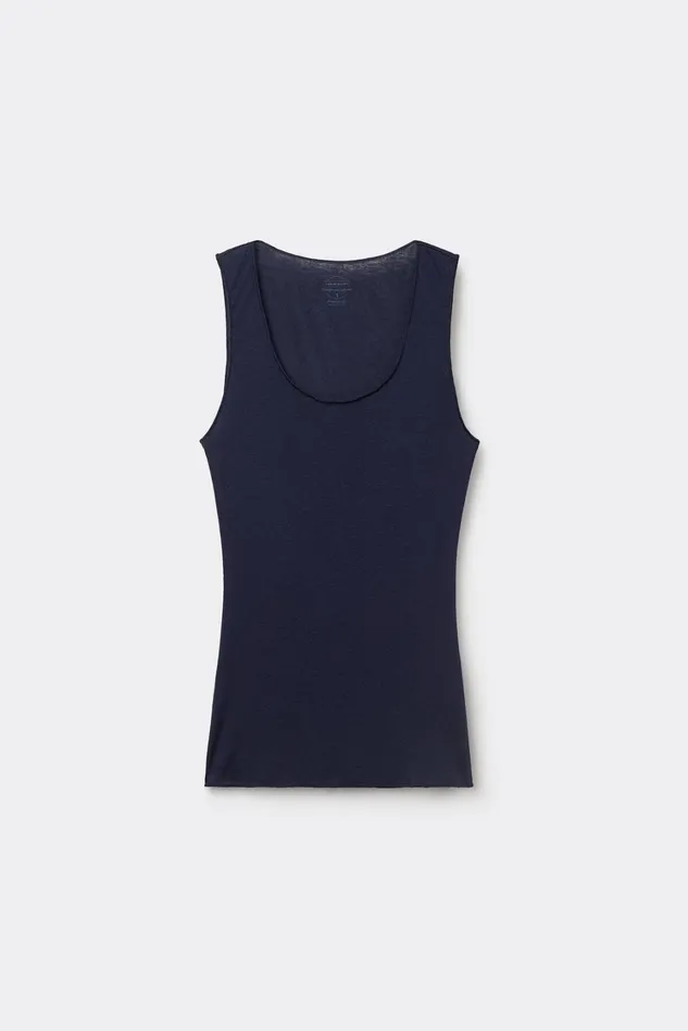 Intimissimi Camisoles Tank Tops Women Modal Cashmere Ultralight WideShoulder Top Blue 1467 8211 Intense Blue