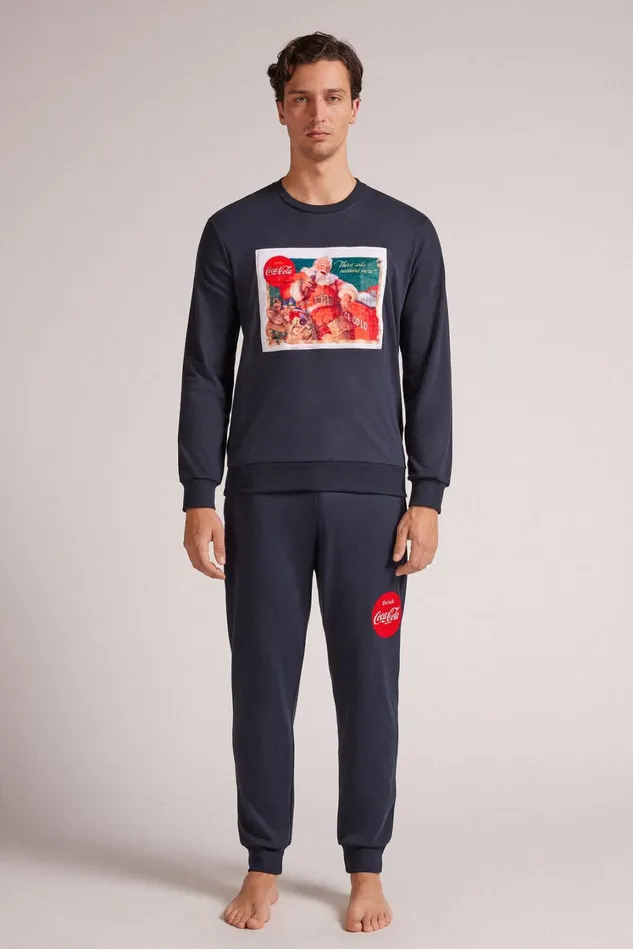 Intimissimi Long Pajamas Men Vintage CocaCola Cotton Full Length Pajamas Blue 800 8211 Blu Notte Intimissimi Long Pajamas Men Vintage CocaCola Cotton Full Length Pajamas Blue 800 8211 Blu Notte