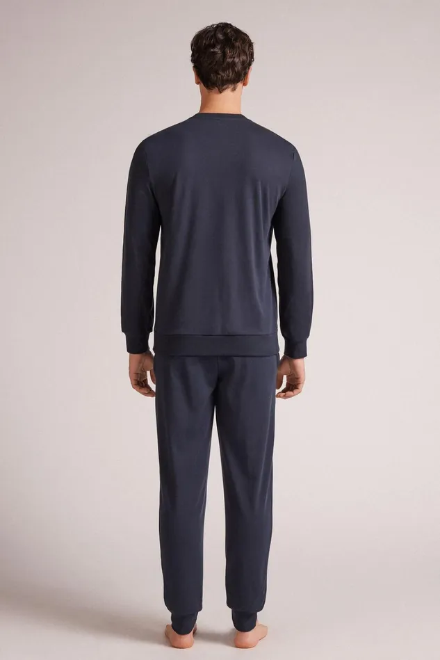 Intimissimi Long Pajamas Men Vintage CocaCola Cotton Full Length Pajamas Blue 800 8211 Blu Notte