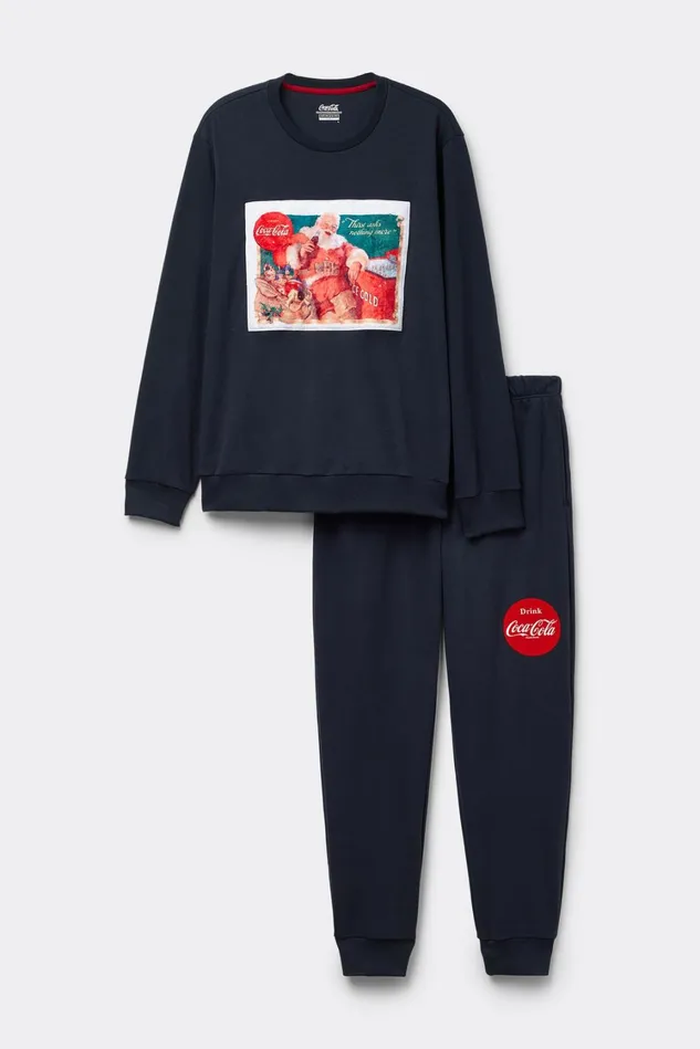 Intimissimi Long Pajamas Men Vintage CocaCola Cotton Full Length Pajamas Blue 800 8211 Blu Notte