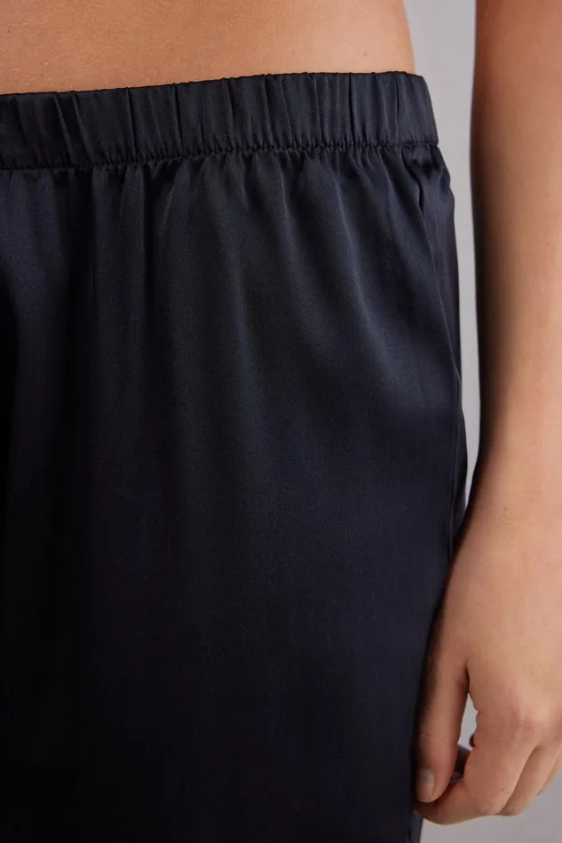 Intimissimi Long Pajamas Women Full Length Silk Pants Black 019 8211 Black