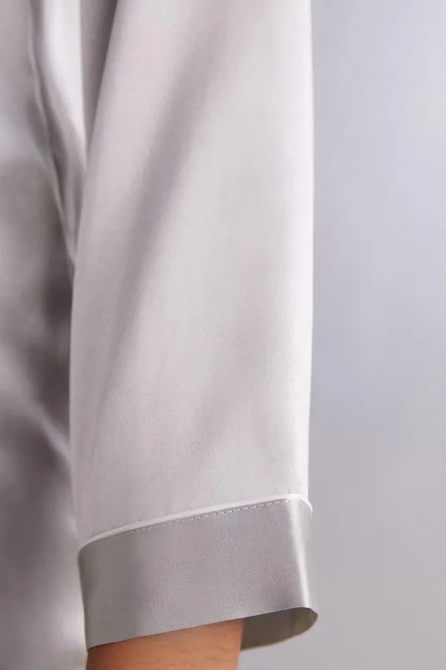 Intimissimi Long Pajamas Women MannishCut Jacket In Silk Satin Pale Grey 347j 8211 Ice Grey
