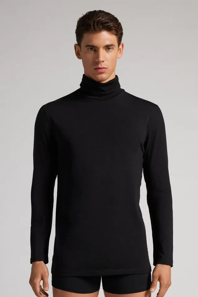Intimissimi Long Sleeve Tops Men LongSleeve HighNeck MerinoWool Top Black 019 8211 Black Intimissimi Long Sleeve Tops Men LongSleeve HighNeck MerinoWool Top Black 019 8211 Black