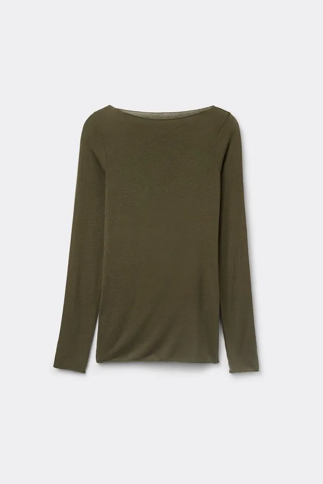 Intimissimi Long Sleeve Tops Women Boat Neck Modal Cashmere Ultralight Top Green 848j 8211 Bamboo Green