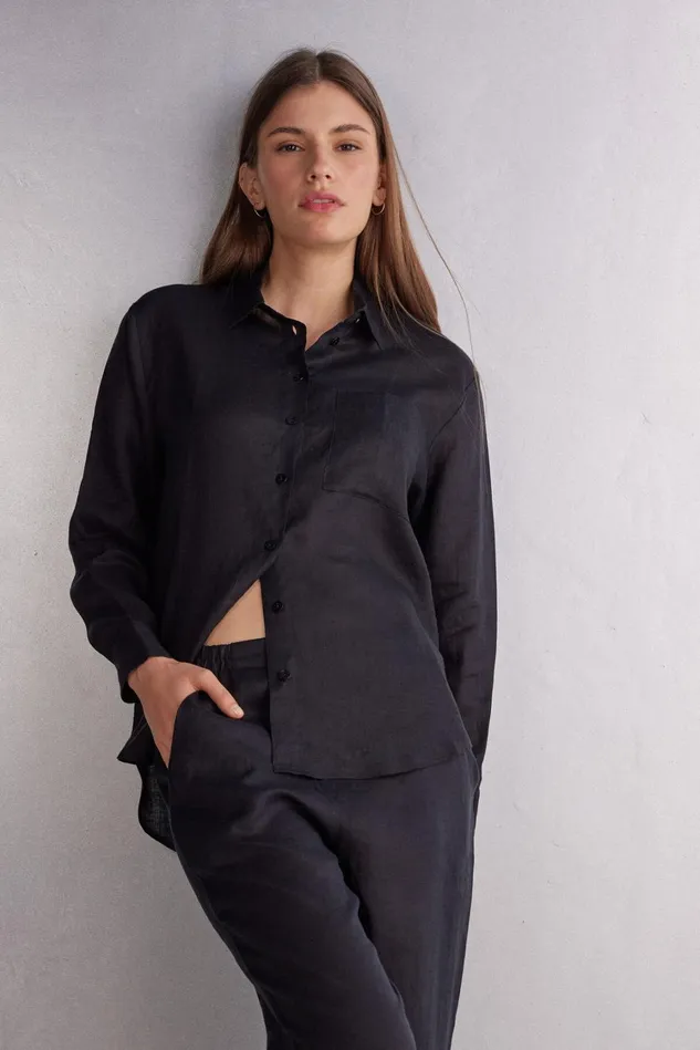 Intimissimi Shirts Women Linen Cloth Shirt Black 019 8211 Black