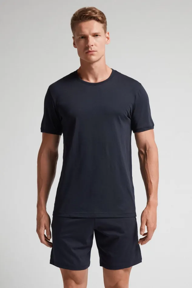Intimissimi Short Pajamas Men Superior Cotton Short Pajamas Blue 800 8211 Blu Notte Intimissimi Short Pajamas Men Superior Cotton Short Pajamas Blue 800 8211 Blu Notte