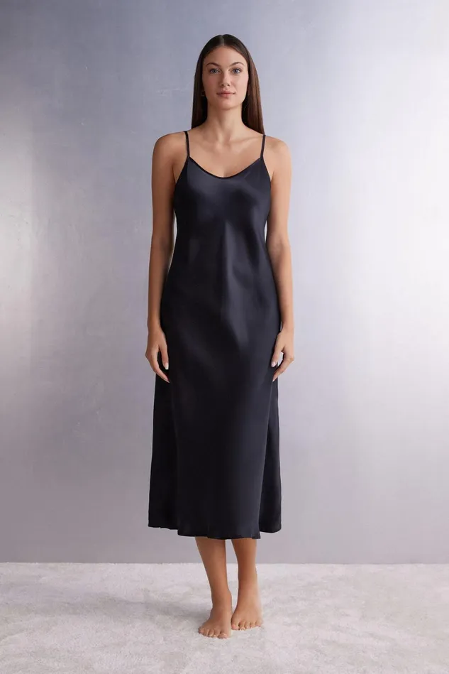Intimissimi Slips Babydolls Women MidiLength Slip In Silk Black 019 8211 Black Intimissimi Slips Babydolls Women MidiLength Slip In Silk Black 019 8211 Black