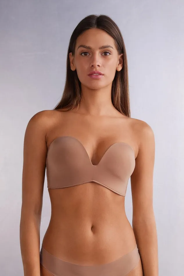 Intimissimi Strapless Bandeau Women Laura Bandeau Bra In Ultralight Microfiber Natural 417i 8211 Marrone Cappuccino Intimissimi Strapless Bandeau Women Laura Bandeau Bra In Ultralight Microfiber Natural 417i 8211 Marrone Cappuccino