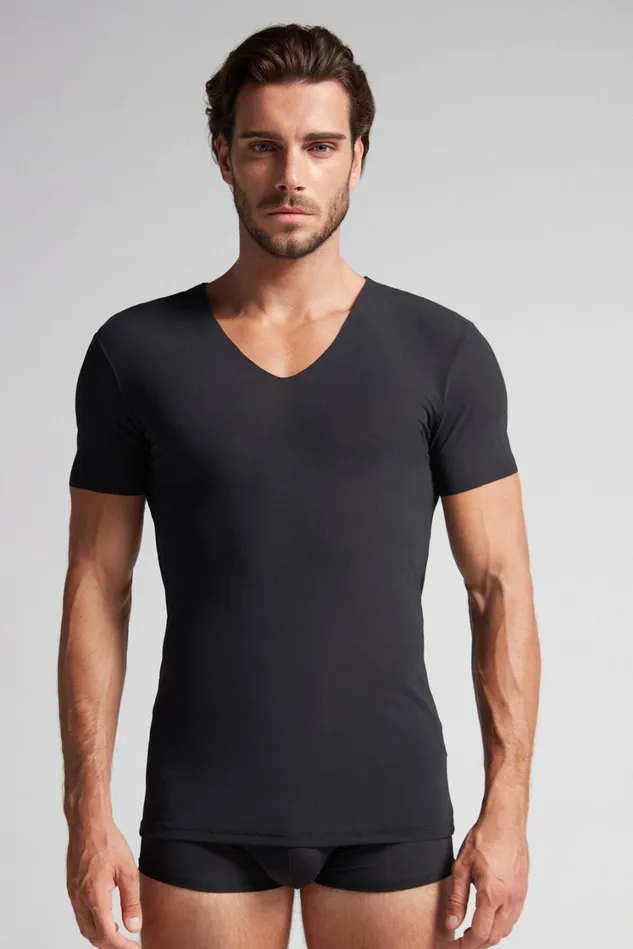 Intimissimi TShirts Polos Men Seamless Micromesh Top Black 019 8211 Black