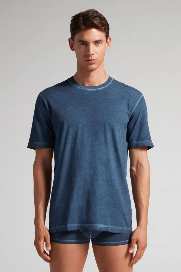 Intimissimi TShirts Polos Men Washed Collection Cotton TShirt Blue 354j 8211 Blu Gas Washed Intimissimi TShirts Polos Men Washed Collection Cotton TShirt Blue 354j 8211 Blu Gas Washed