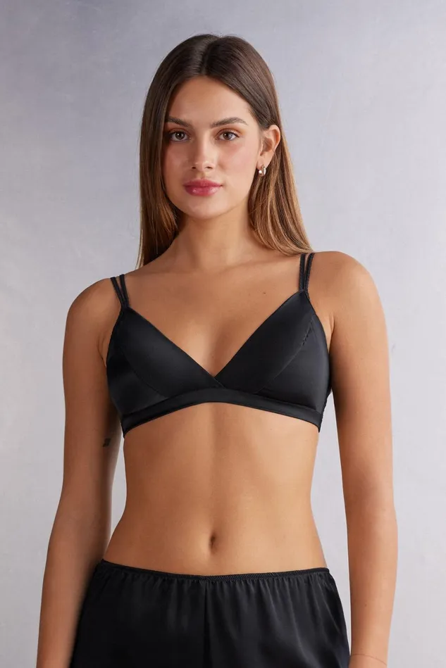Intimissimi Triangle Women Emma Refined Everyday Bralette Triangle Bra In Silk Black 019 8211 Black Intimissimi Triangle Women Emma Refined Everyday Bralette Triangle Bra In Silk Black 019 8211 Black