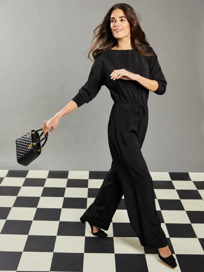 JMcLaughlin Bacall Silk Jumpsuit RSVP X Steven Stolman Black Women Dresses