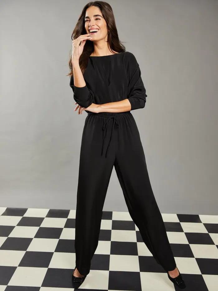 JMcLaughlin Bacall Silk Jumpsuit RSVP X Steven Stolman Black Women Dresses JMcLaughlin Bacall Silk Jumpsuit RSVP X Steven Stolman Black Women Dresses