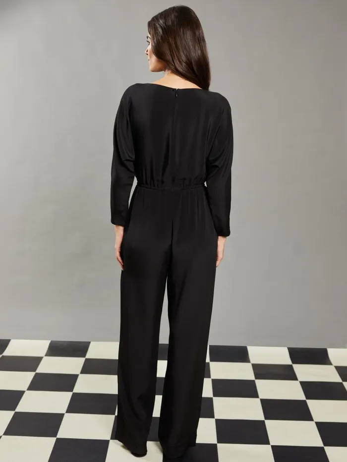 JMcLaughlin Bacall Silk Jumpsuit RSVP X Steven Stolman Black Women Dresses JMcLaughlin Bacall Silk Jumpsuit RSVP X Steven Stolman Black Women Dresses