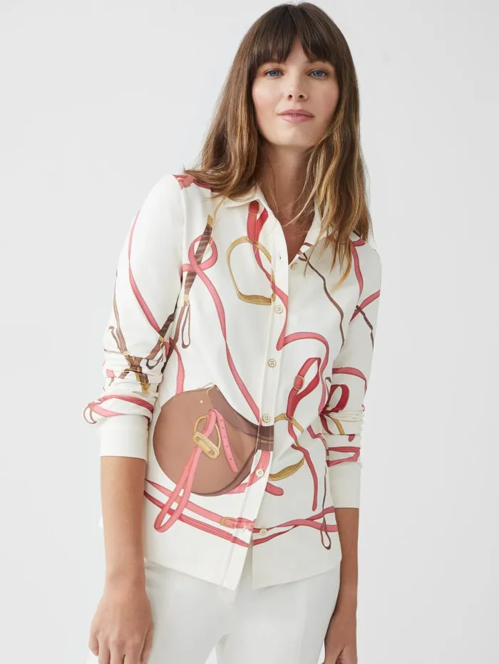 JMcLaughlin Betty Shirt In Neo Palomino Creamcoralgold Women Shirts and Tops