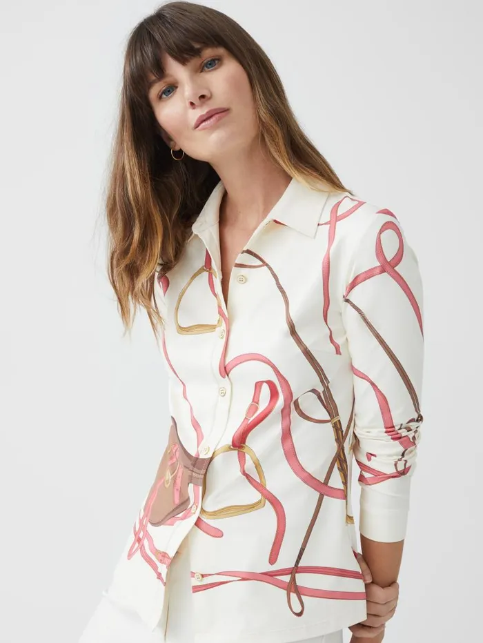 JMcLaughlin Betty Shirt In Neo Palomino Creamcoralgold Women Shirts and Tops