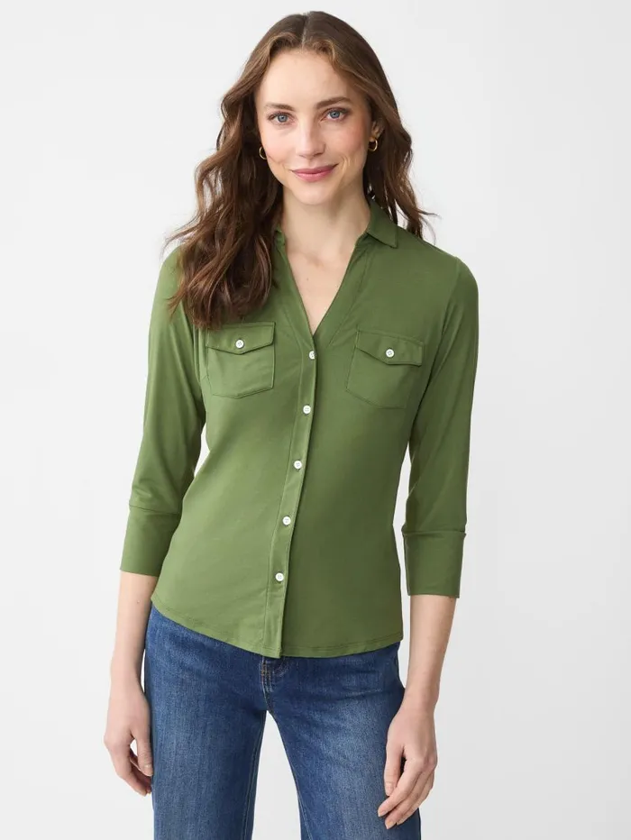 JMcLaughlin Brynn Lyford Jersey Shirt Moss Green Women Shirts and Tops JMcLaughlin Brynn Lyford Jersey Shirt Moss Green Women Shirts and Tops