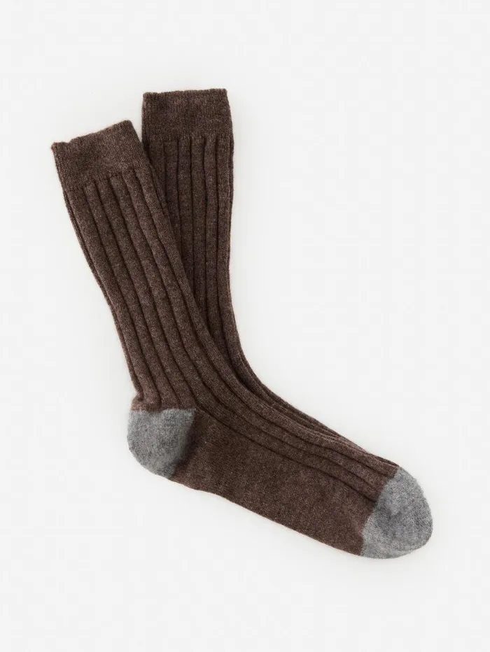 JMcLaughlin Cashmere Socks Heather Brownheather Gray Men Socks