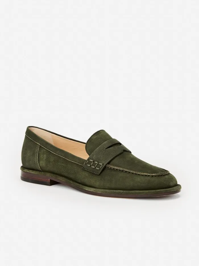 JMcLaughlin Concetta Suede Loafers Forest Green Women Flats