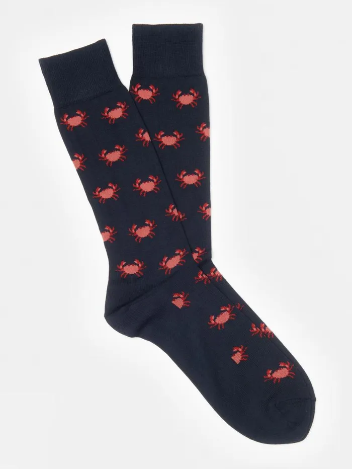 JMcLaughlin Crab Socks Navy Men Socks