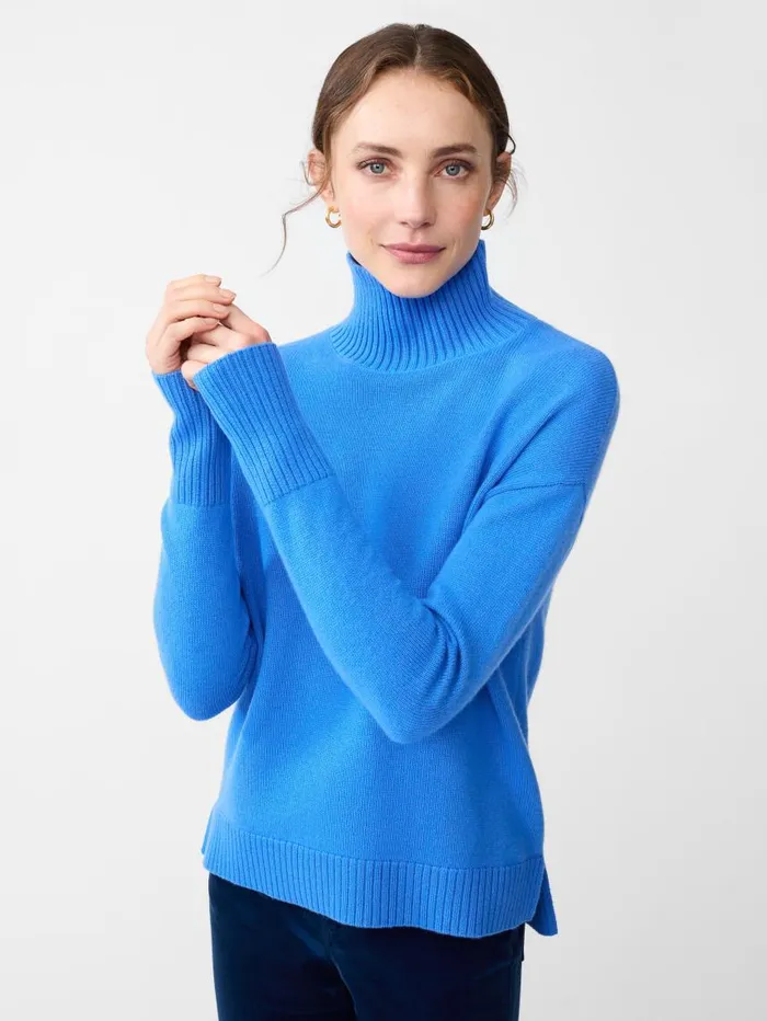 JMcLaughlin Dina Cashmere Turtleneck Jmc Blue Women Sweaters