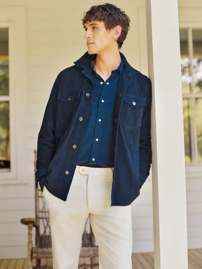 JMcLaughlin Fieldston Suede Jacket Navy Men Jackets and Outerwear