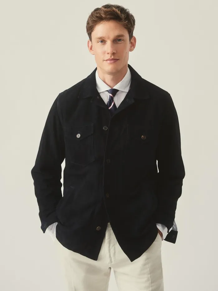 JMcLaughlin Fieldston Suede Jacket Navy Men Jackets and Outerwear JMcLaughlin Fieldston Suede Jacket Navy Men Jackets and Outerwear