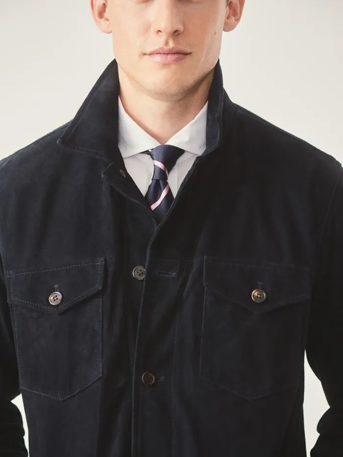 JMcLaughlin Fieldston Suede Jacket Navy Men Jackets and Outerwear JMcLaughlin Fieldston Suede Jacket Navy Men Jackets and Outerwear