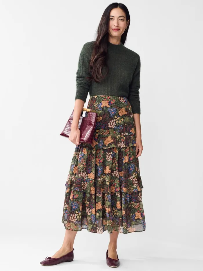 JMcLaughlin Giulia Skirt In Verdant Garden Olivemulti Women Skirts and Skorts