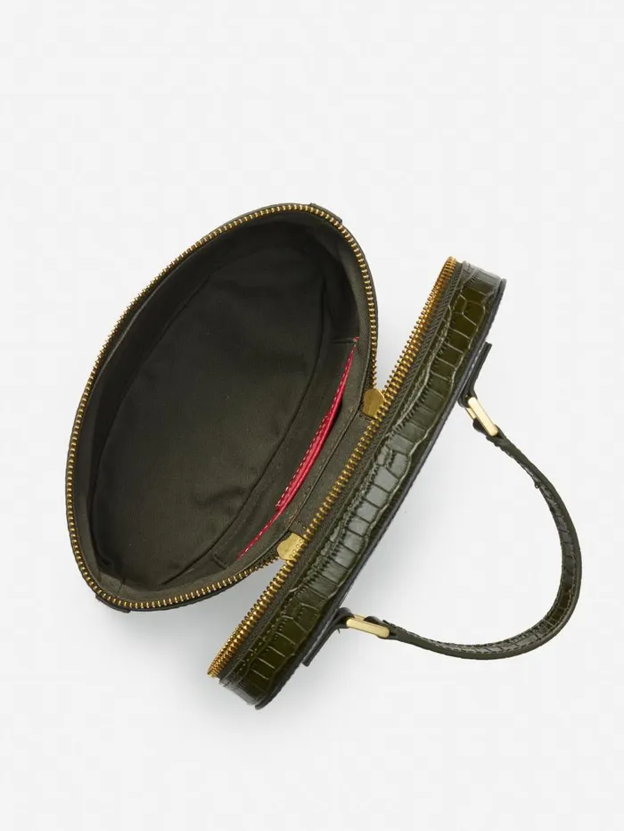 JMcLaughlin Lyla Leather Bucket Bag In Croc Olive WomenMen Top Handles JMcLaughlin Lyla Leather Bucket Bag In Croc Olive WomenMen Top Handles