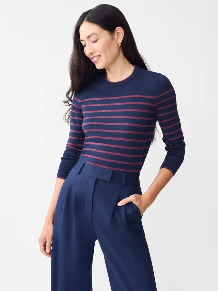 JMcLaughlin Poet Sweater In Stripe Navymerlot Women Sweaters