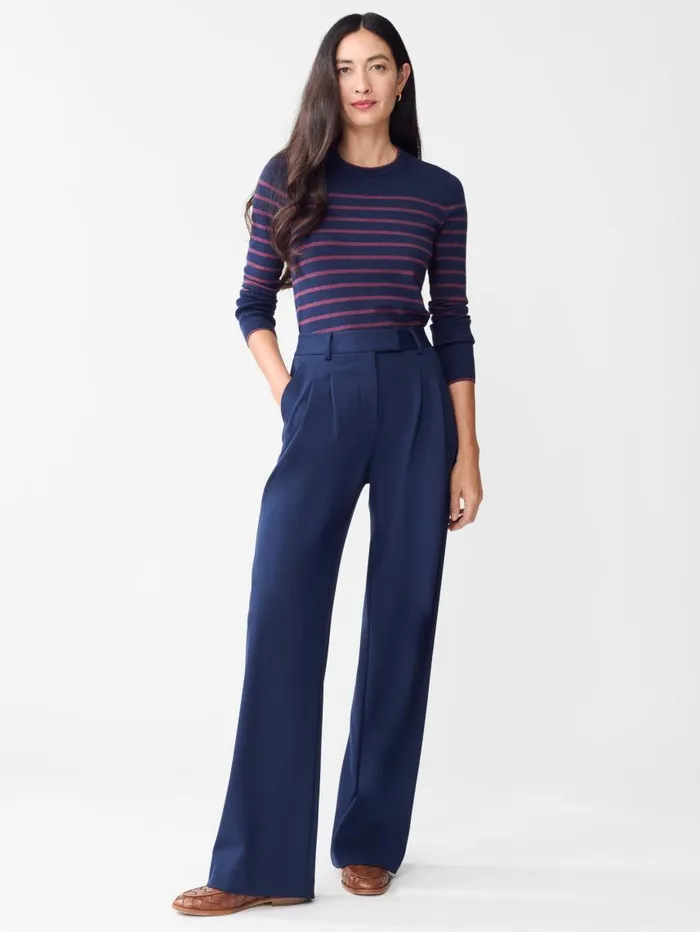JMcLaughlin Poet Sweater In Stripe Navymerlot Women Sweaters JMcLaughlin Poet Sweater In Stripe Navymerlot Women Sweaters