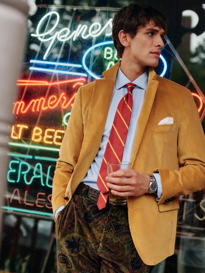 JMcLaughlin Suffolk Corduroy Sport Coat Corn Men Jackets and Outerwear