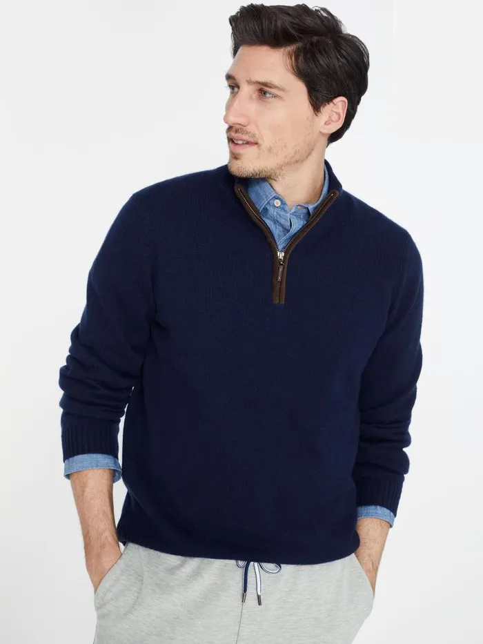 JMcLaughlin Tate Cashmere Sweater Classic Navy Men Sweaters